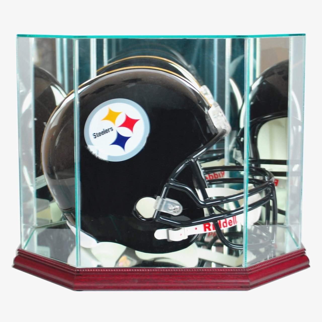 DisplayGifts Pocket Pro Pocket Size Mini Football Helmet Display Case  Cabinet Holder Rack (Black Finish)