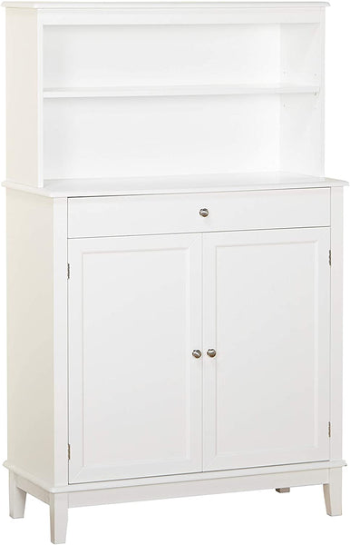The Mezzanine Shoppe Farmhouse Mid Century 2 Door 1 Drawer Dining Room Buffet with Hutch, 36″, White $150.79