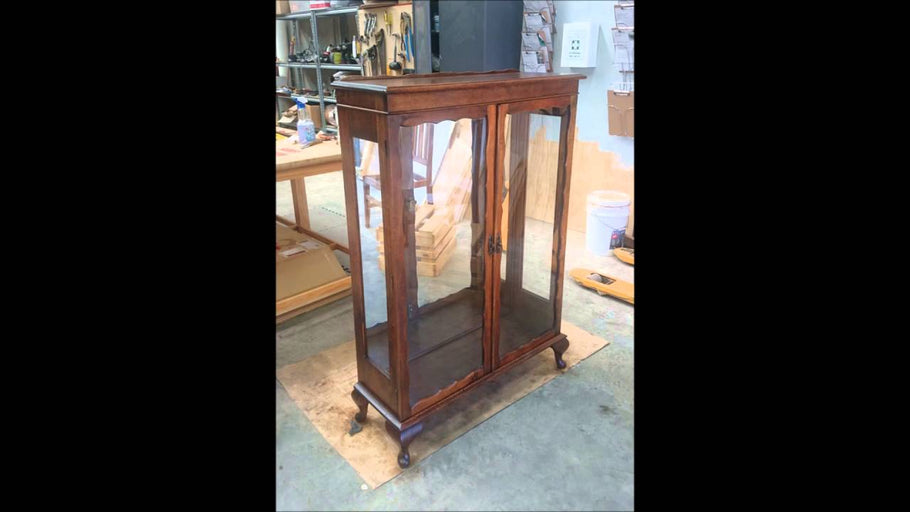 Restoration of vintage display cabinet, completely stripped by hand