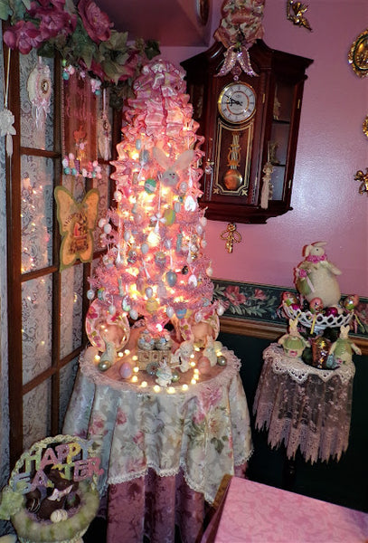 A Pink Easter Tree and More in the Dining Room