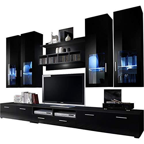 Domadeco Presto TV Entertainment Center/TV Units Modern Furniture Media Stands Color (Black and Black)