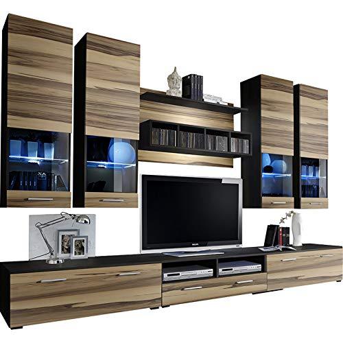 Dorido Wall Unit TV Contemporary Furniture/Modern Entertainment Center with LED lights Color (Wenge & Baltimore)