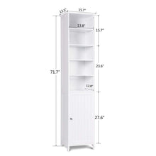 Load image into Gallery viewer, New 72 tall cabinet waterjoy standing tall storage cabinet wooden white bathroom cupboard with door and 5 adjustable shelves elegant and space saving