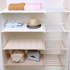 Discover the hyfanstr adjustable storage rack expandable separator shelf for wardrobe cupboard bookcase compartment collecting length 28 7 51 width 11 8 khaki