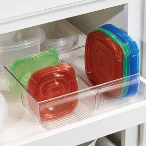 Order now mdesign food storage container lid holder 3 compartment plastic organizer bin for organization in kitchen cabinets cupboards pantry shelves clear