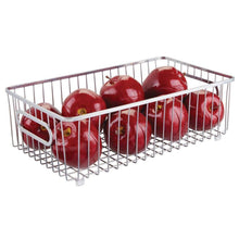 Load image into Gallery viewer, Shop mdesign metal farmhouse kitchen pantry food storage organizer basket bin wire grid design for cabinet cupboard shelf countertop holds potatoes onions fruit large 4 pack chrome