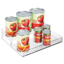 Load image into Gallery viewer, Discover the best mdesign plastic kitchen food storage organizer shelves spice rack holder for cabinet cupboard countertop pantry holds spices jars baking supplies canned food pasta 2 levels 12 w clear