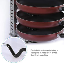 Load image into Gallery viewer, Buy lifewit expandable adjustable kitchen cabinet pantry pan and pot lid organizer rack holder 5 tier compartments cupboard bakeware lid plate holder silver and black 1