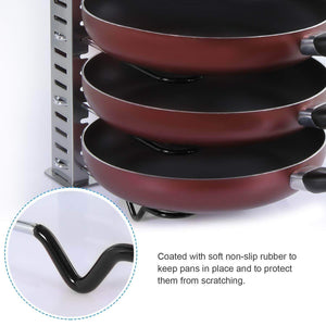 Buy lifewit expandable adjustable kitchen cabinet pantry pan and pot lid organizer rack holder 5 tier compartments cupboard bakeware lid plate holder silver and black 1
