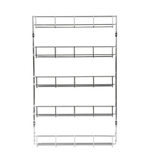 Load image into Gallery viewer, Budget friendly exerz herb and spice rack 5 tiers kitchen cabinet shelf organizer for jars perfect space saving and storage wall mountable or cupboard door fitting fixings included 5 tiers exsr004 5