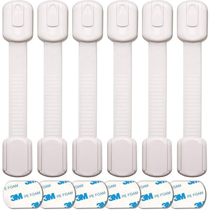 Great baby proofing safety cabinet locks child proof latches for drawer cupboard dresser doors closet oven refrigerator adjustable childproof straps by oxlay white 6 pack