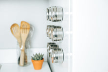 Load image into Gallery viewer, The best nellam stainless steel magnetic spice jars bonus measuring spoon set airtight kitchen storage containers stack on fridge to save counter cupboard space 24pc organizers