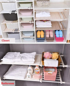 Explore hyfanstr adjustable storage rack expandable separator shelf for wardrobe cupboard bookcase compartment collecting length 28 7 51 width 11 8 khaki