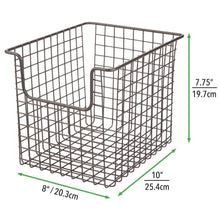 Load image into Gallery viewer, Great mdesign household metal kitchen pantry food storage organizer basket bin farmhouse grid design or cabinets cupboards shelves holds potatoes onions fruit 8 wide 8 pack bronze