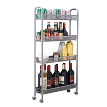 Load image into Gallery viewer, Amazon best dalilylime 4 tier removable storage cart gap kitchen slim slide out storage tower rack with wheels cupboard with casters silver 4 layers 420s