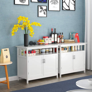 Selection homfa kitchen sideboard storage cabinet large dining buffet server cupboard cabinet console table with display shelf and double doors white