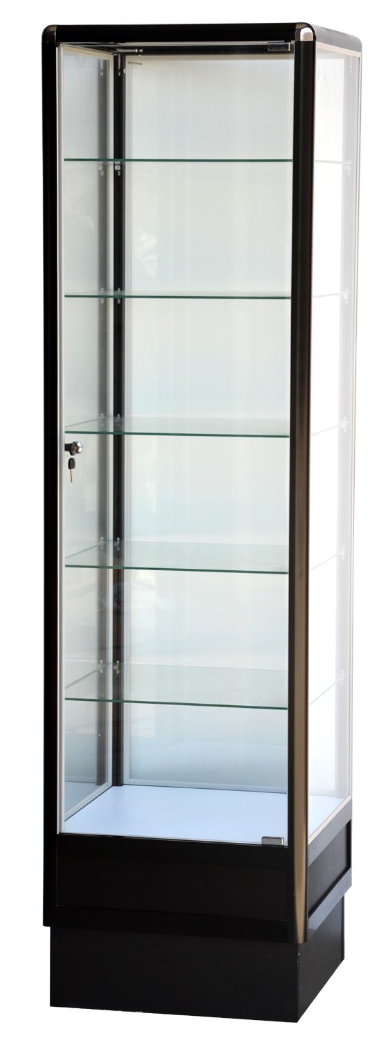 Display Cabinet With Glass Door In Black Aluminum - 72 x 20 x 20-Inch
