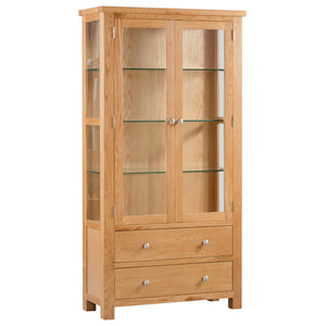Bicester Oak Display Cabinet with Glass Doors + Sides