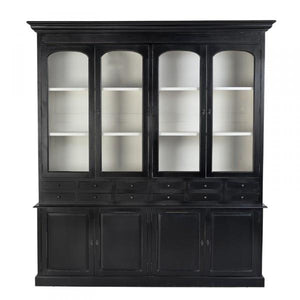 Ebony Bon Appétit French Country Display Cabinet Dresser Sideboard / Cupboard Wood & Glass