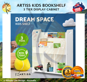 Artiss Kids Bookshelf Children Bookcase Display Cabinet 3 Tiers