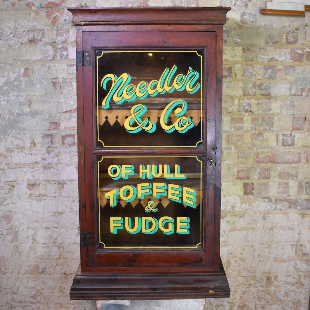 Antique Needler and Co Confectionay Shop Advertising Glazed Cabinet