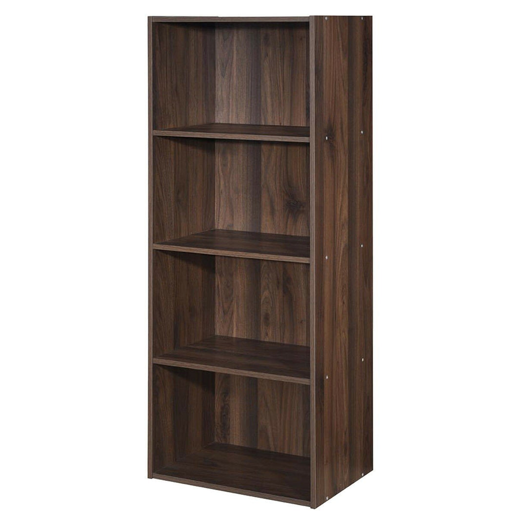 4 Tier Open Shelf  Storage Display Cabinet-Walnut