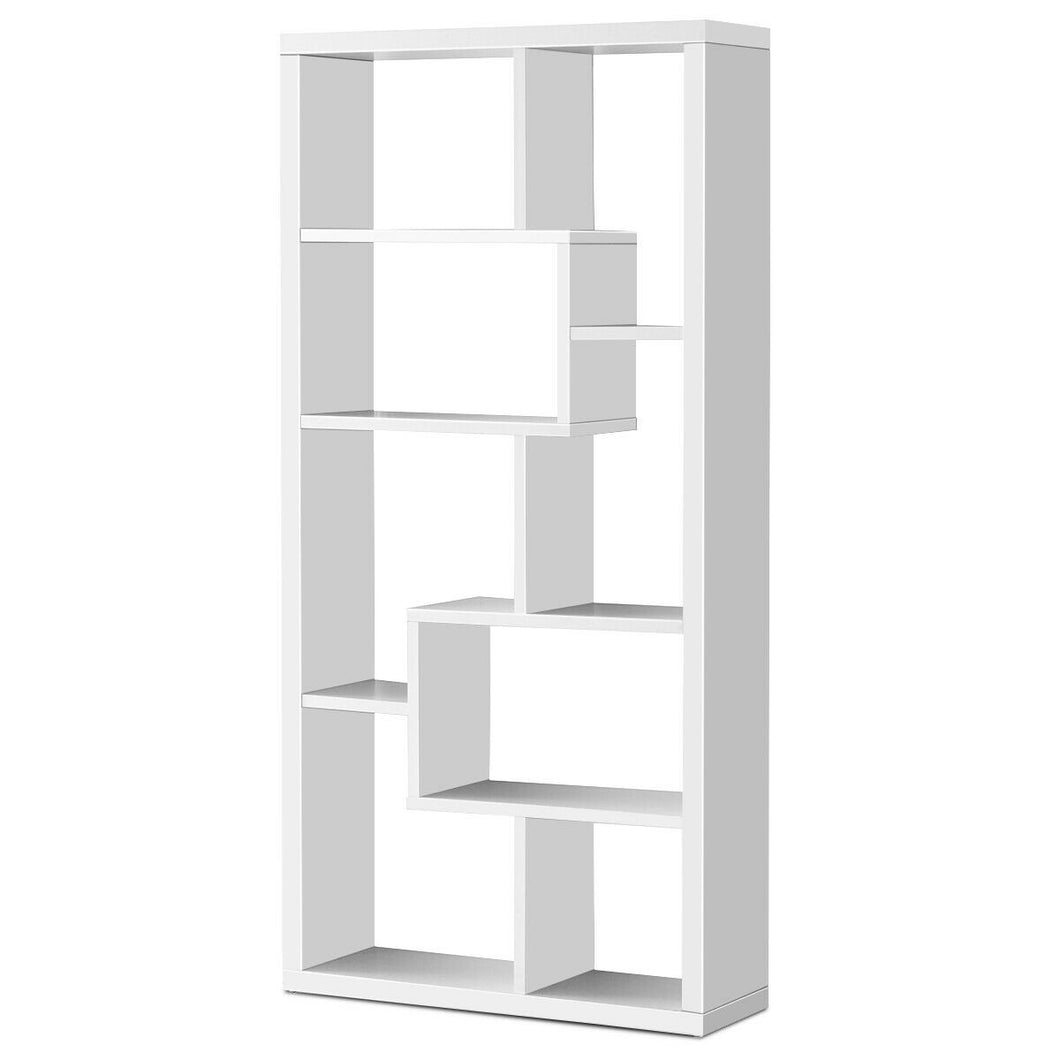 8 Cubes Ladder Shelf Freestanding Corner Bookshelf Display Rack Bookcase-White